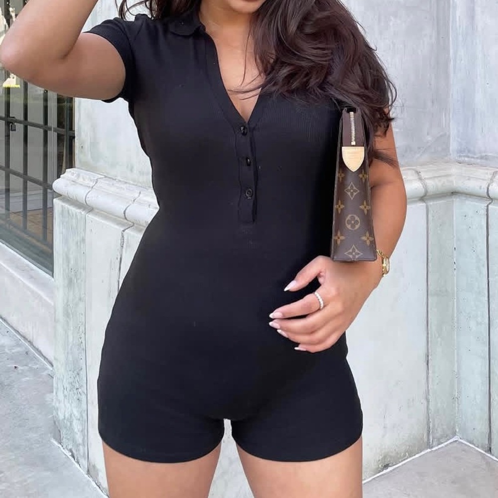 Zara Short Sleeve Ribbed Polo Romper